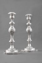 A pair of Russian silver candlesticks, late 19th century
