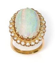 Opal and diamond dress ring
