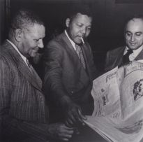 Jürgen Schadeberg; Johannesburg 1952. ANC President J.S. Moroka, Nelson Mandela and Yusuf Dadoo