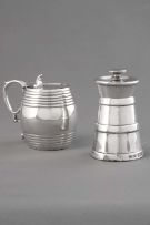 A Victorian silver barrel-shaped mustard pot, Charles Thomas & George Fox, London, 1857