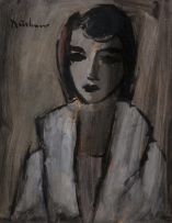 Carl Büchner; Portrait of a Woman in a White Coat