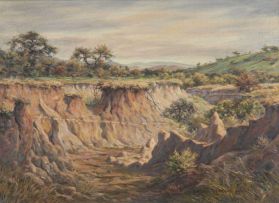Erich Mayer; Landscape with Dry River Bed