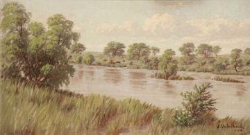 Jan Ernst Abraham Volschenk; The Vaal River near Klerksdorp (in flood)