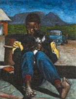 Willie Bester; Young Boy with Cat