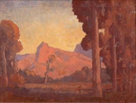 Jacob Hendrik Pierneef; Landscape with Clouds, recto, Mountainous Landscape, verso