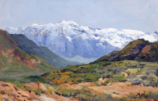 Hugo Naudé; Landscape with Snow-capped Mountains