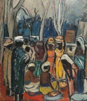 Pranas Domsaitis; African Figures in a Clearing