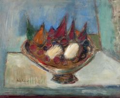 Carl Büchner; Still Life with a Bowl of Fruit