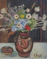 François Krige; Still Life with Spring Flowers in a Terracotta Vase