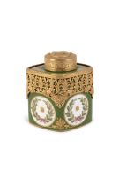 A gilt-metal mounted 'Sèvres' canister and cover, early 19th century