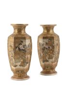 A pair of Satsuma earthenware vases, Meiji period (1868-1912)