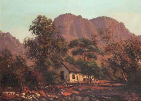 Tinus de Jongh; A Cape Cottage in the Mountains