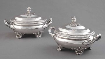 A pair of George IV silver tureens and covers, Robert Garrard, London, 1822