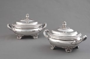 A pair of George IV silver tureens and covers, Robert Garrard, London, 1822