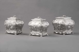A set of three Geroge III silver tea caddies, Edward Aldridge, London, 1764