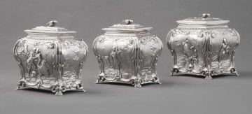 A set of three Geroge III silver tea caddies, Edward Aldridge, London, 1764