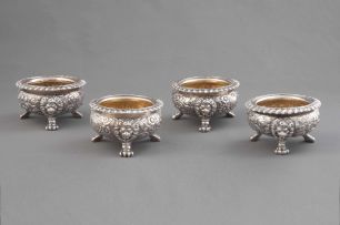 Four silver salts, Joseph Craddock & William Reid, London, 1818-1825