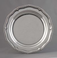 A George III silver circular shaped dish, Louisa Courtauld & George Cowles, London, 1775