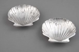 A pair of George III shell-shaped butter dishes, William Burwash & Richard Sibley, London, 1806