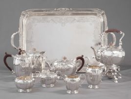 An eight-piece silver teaset, Walker & Hall, and Elkington and Company, Birmingham, 1967-1968