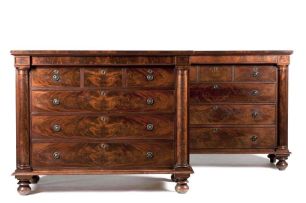 A near pair of mahogany chests of drawers, 19th century