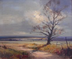 Christopher Tugwell; An Overcast Landscape with a Tree