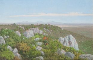 Jan Ernst Abraham Volschenk; A View from a Rocky Hilltop, Riversdale
