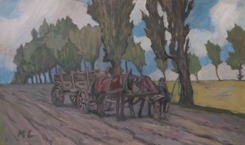 Maggie Laubser; Resting the Cart Horses