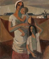 Maurice van Essche; A Mother with Children in a Landscape
