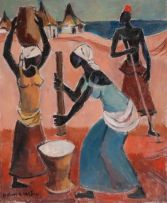 Maurice van Essche; An African Village Scene