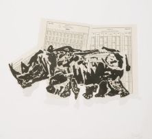 William Kentridge; Rhino (Head Down)