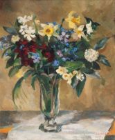 Maud Sumner; A Still Life with Spring Flowers in a Glass Vase
