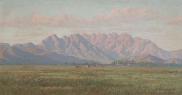 Jan Ernst Abraham Volschenk; Hex River Mountains from Worcester (Late Afternoon)