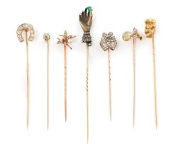 Collection of seven stick pins, Edwardian