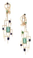 Pair of tourmaline and gold earrings