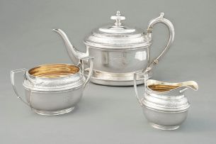A George III four-piece silver tea service, John Emes, London, 1805
