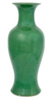 A Chinese apple-green-glazed vase, Qing Dynasty, 19th century
