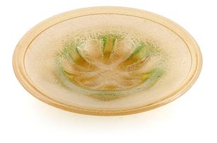 A WMF Ikora-Kristall yellow and green glass fruit bowl, 1930s