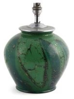 A WMF Ikora chrome-mounted mottled green glass lamp, 1930s