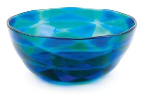 A Barovier and Toso 'Intarsio' blue and green glass bowl, designed by Ercole Barovier, 1960s
