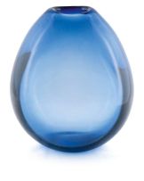A Holmegaard 'large bubble' blue glass vase, designed by Per Lütken, 1957