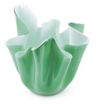 A Venini 'Handkerchief' green-cased glass vase, Murano