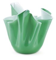 A Venini 'Handkerchief' green-cased glass vase, Murano