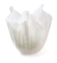 A Venini 'Handkerchief' white latticino glass vase, Murano