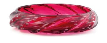 A Flygfors pink glass bowl