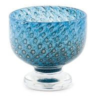 A Boda aventurine and blue bullicante glass pedestal bowl, designed by Bertil Vallien