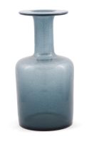 A large Boda blue glass bottle vase, designed by Erik Höglund, 1960s