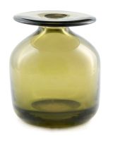 A Leerdam Unica olive-green glass vase, designed by Floris Meydam, 1958