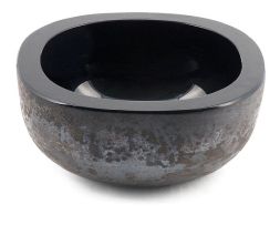 A Barbini 'Vetri a Scavo' black glass bowl, Murano, 1960s