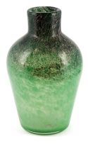 A Monart green, black and gold aventurine glass vase